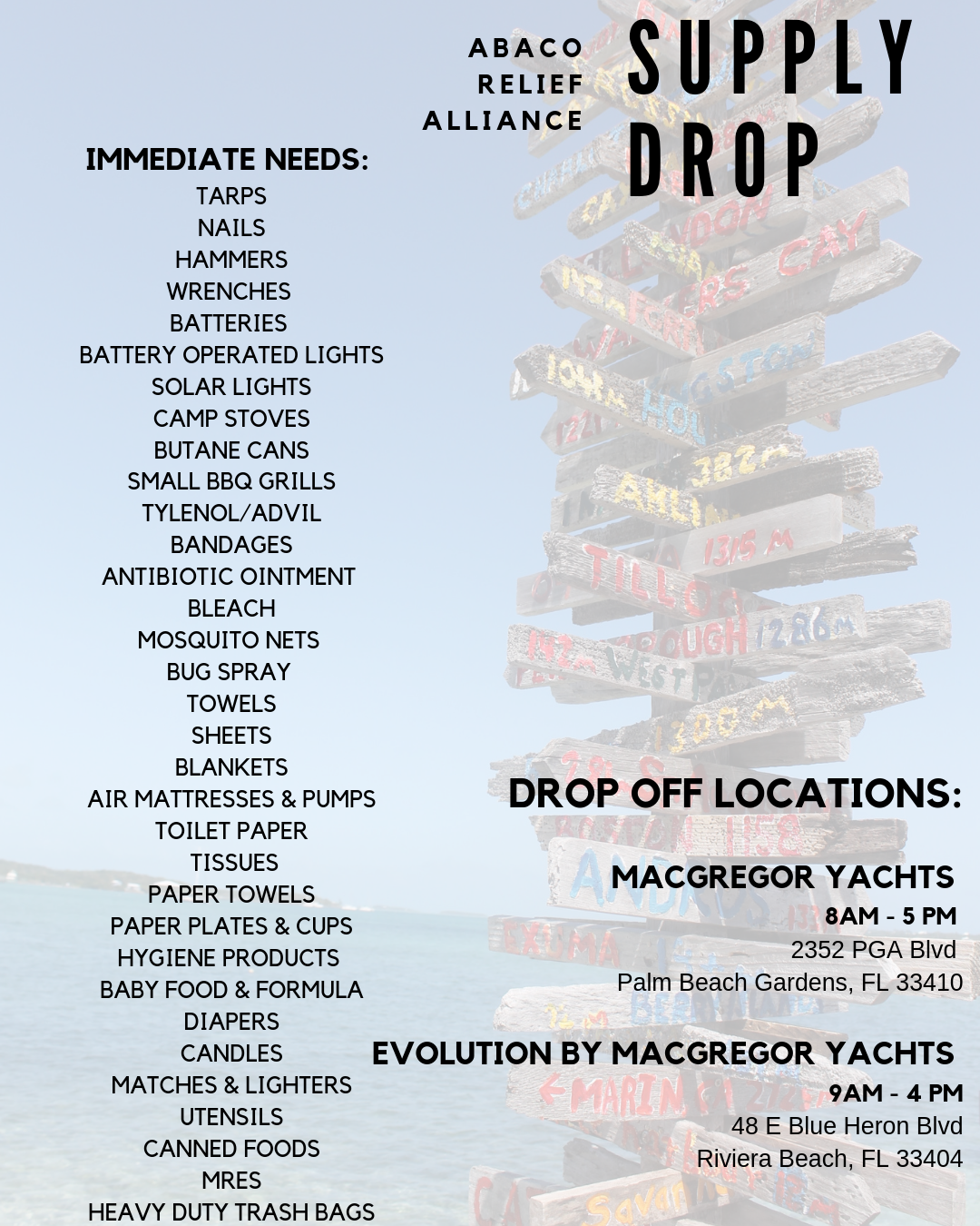 Drop Off Locations Macgregor Yachts 8am 5 Pm 2352 Pga Blvd